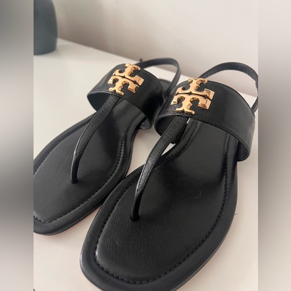 Tory Burch Black Sandals with Gold hardware NWT - Picture 4 of 11